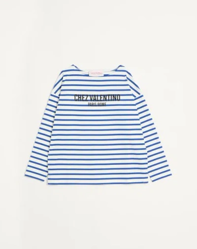 VALENTINO VALENTINO LONG-SLEEVED COTTON T-SHIRT WITH CHEZ VALENTINO PRINT