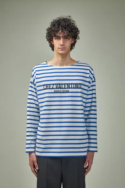 VALENTINO LONG-SLEEVED COTTON T-SHIRT WITH CHEZ VALENTINO PRINT