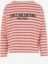 Valentino Womens Avorio Rosso Striped Brand-print Cotton-jersey T-shirt In Red