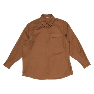 Valentino Long Sleeved Curved Hem Shirt In Brown
