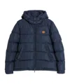Valentino Nylon Hooded Down Jacket With Vlogo Patch In Blue