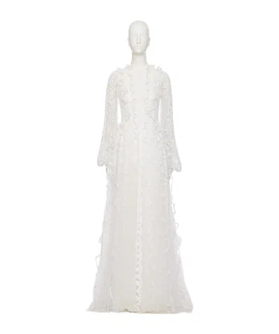 Valentino Long-sleeved Dress In Avorio