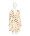Valentino Belted Ruffled Polka-dot Wool And Silk-blend Mini Dress In Birch/black