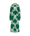 Valentino Metamorphos Siren Silk Printed Maxi Shirt Dress In Green