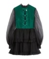 Valentino Silk Embroidered Mini Dress In Green/black