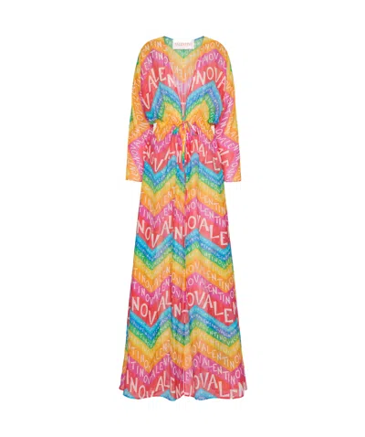 VALENTINO VALENTINO	ALL-OVER PATTERNED V-NECK DRESS