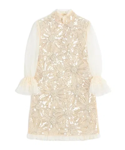 Valentino Silk Sequined Mini Dress In Nude