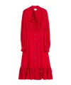 Valentino Ruffled Midi Dress In Red