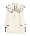 Valentino Wool Blend Mini Dress With Embroidered Ruffles In White