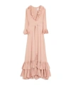 Valentino Besticktes Abendkleid Aus Georgette Frau Rose Mist 38 In Mixed Rose