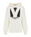 Valentino Ivory Cotton Hoodie With Large Logo In White