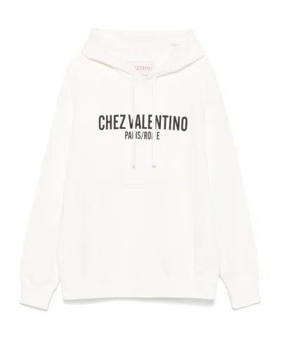 Valentino Chez-print Hoodie In White