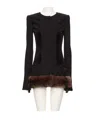 Valentino Velvet-texture Paneled Dress In Black