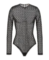 Valentino Mesh Toile Iconographe Bodysuit In Black