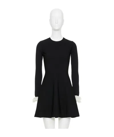 Valentino Long-sleeved Knitted Dress In Black