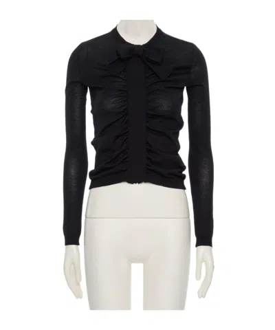 Valentino Knit Cardigan Stretch Viscose Bow Detail In Black