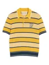 Valentino Long-sleeved Linen And Cotton Polo Shirt With Vg Patch