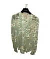 Valentino Long-sleeved Patterned Shirt In Green