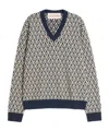 Valentino Wool Jumper With Toute La V Jacquard Pattern In Nude