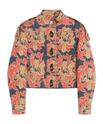 Valentino Quilted Floral Cotton-blend Jacquard Caban Jacket In Multi