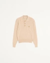 Valentino Garavani Fine-knit Polo Jumper In Blanc Cassé