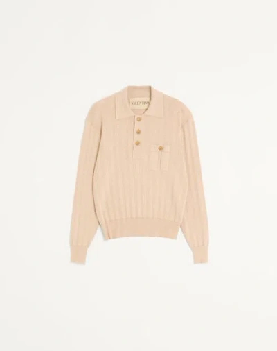 VALENTINO VALENTINO LONG-SLEEVED RIBBED COTTON POLO SHIRT