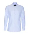 Valentino Cotton Shirt With Striped Pattern And Embroidered Motif In Blue