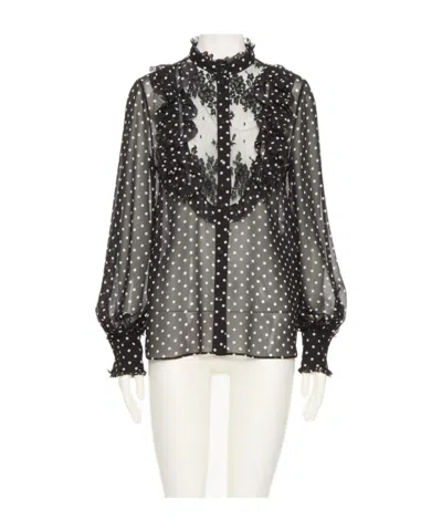 VALENTINO VALENTINO POLKA DOT PRINTED RUFFLLE DETAILED TOP