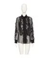 Valentino Floral-embroidered Blouse In Black