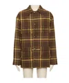 Valentino Checked Fringed Virgin Wool Jacket In Brown