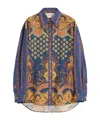 Valentino Garavani Women Paisley Linen Shirt With Medaglioni Voyage Imaginaire Pattern In Multicolor