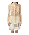Valentino Garavani Chiffon Blouse With Mock Neck In Nude