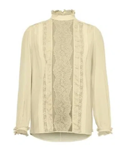 Valentino Crepe De Chine Long-sleeved Blouse In Beige