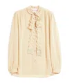 Valentino Silk Tasselled-pussybow Blouse In Nude