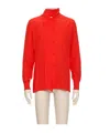 Valentino Crepe De Chine Silk Shirt With Scarf Collar In Red