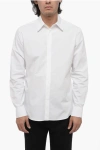 Valentino Long-sleeved Shirt In Cotton Poplin With Flower Patch