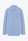 Valentino Light Blue Shirt With Jewelled Buttons In Light Blue