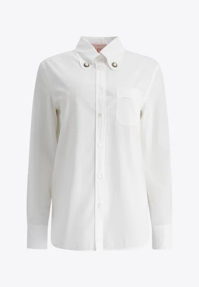Valentino Long-sleeved Shirt With Jeweled-buttons In White