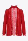 Valentino Long-sleeved Silk Top In Red