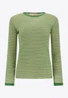 Valentino Striped Silk Knit Long-sleeve Sweater