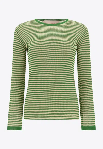 VALENTINO LONG-SLEEVED STRIPED T-SHIRT IN SILK