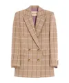 Valentino Windowpane-check Double-breasted Blazer In Brown
