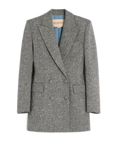 Valentino Long-sleeved Suit Jacket In Gray