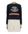 Valentino Cotton Sweater Crew Neck Long Sleeves In Blue