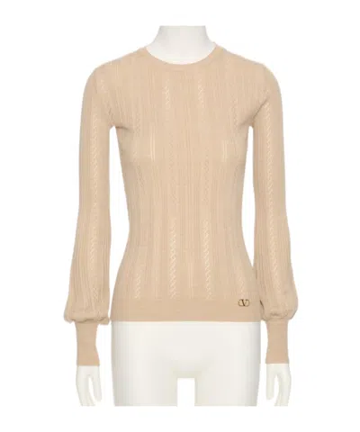 Valentino Long-sleeved Sweater In Beige