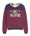 Valentino Knitwear Sweater Asymmetric Neck Design In Blue