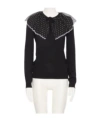 Valentino Tulle-trimmed Wool Sweater In Black