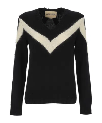 Valentino Long-sleeved Sweater In Black