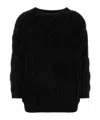 Valentino Off-shoulder Cable Wool Sweater In Black