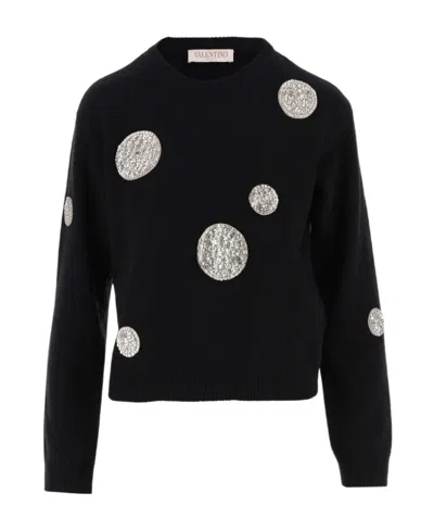 Valentino Long-sleeved Sweater In Black